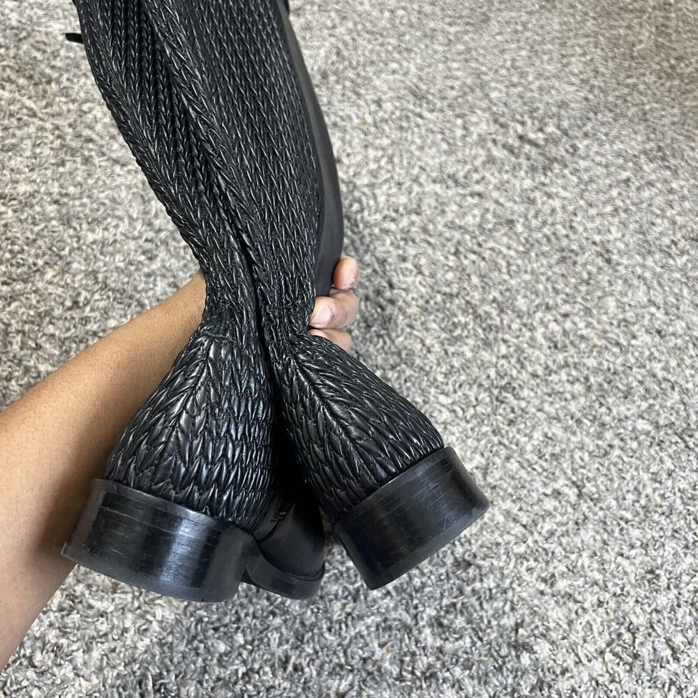 Cole Haan Grand OS Tall Riding Boots Lexi Black Leather/Stretch Woven 5 B Zip - Picture 7 of 10